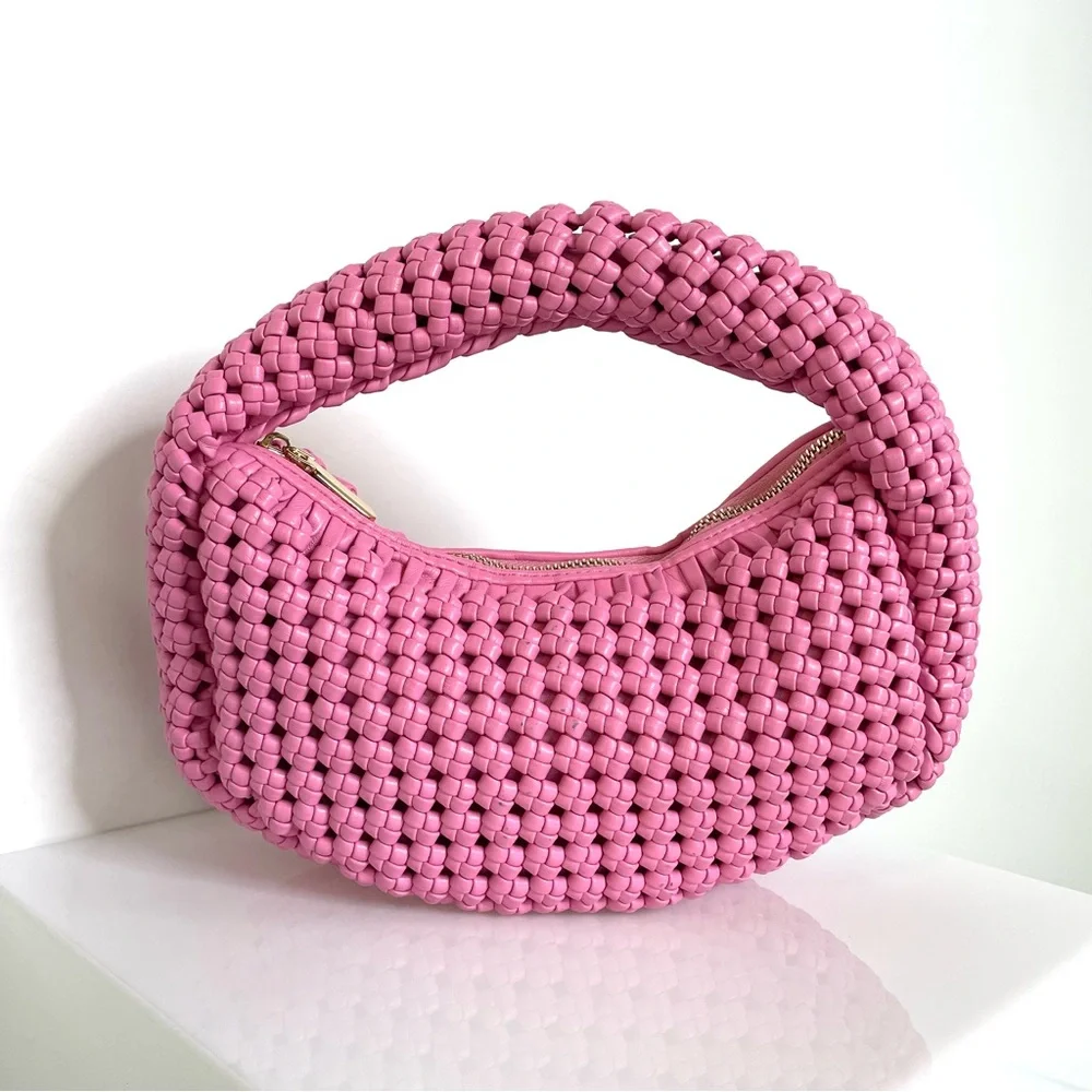 Whimsigoth | Sincerely Jules Pink Woven Handbag | Bubble Gum Woven Purse